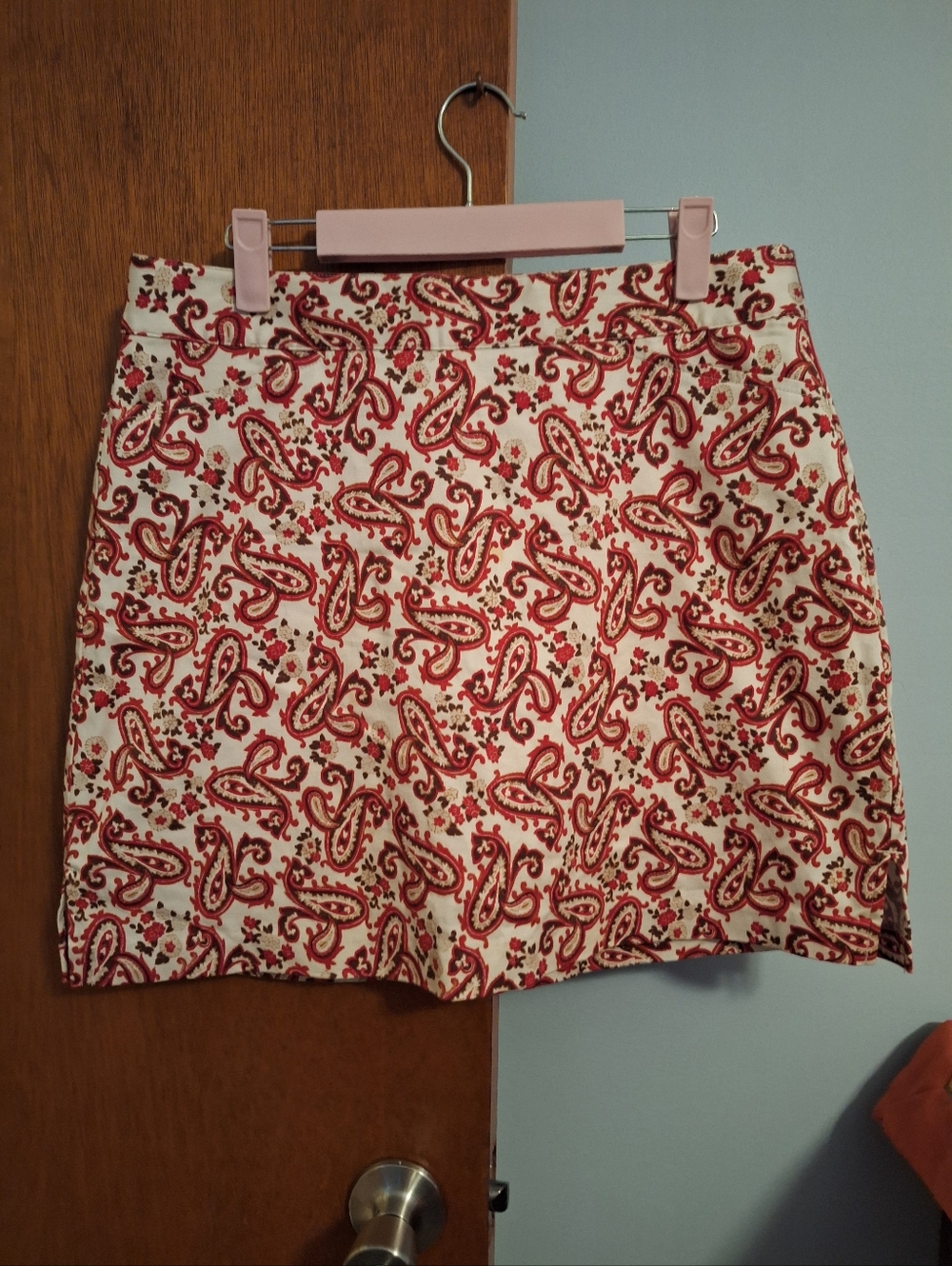 Lady Hagan Paisley Print Mini Golf Skort in Red and Cream Women's Size 8